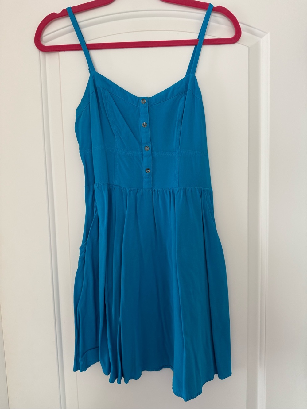 Express Teal Blue Spaghetti-Strap Mini Dress